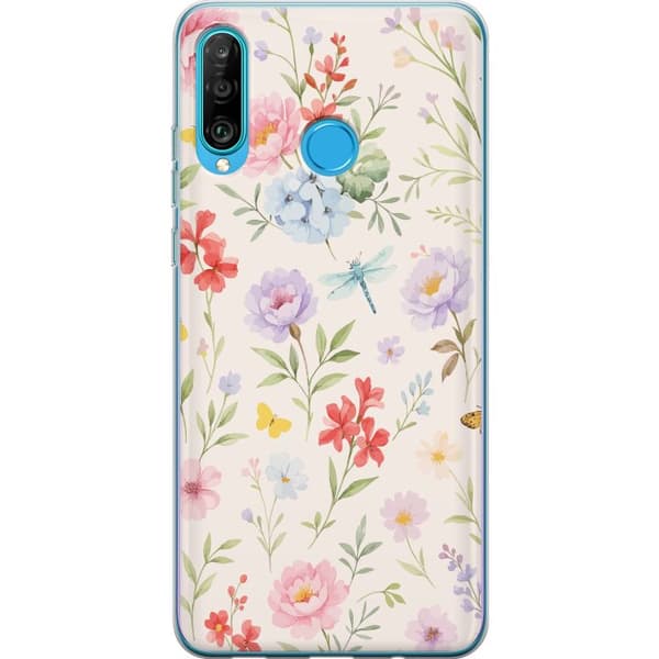 Huawei P30 lite Gennemsigtig cover Blomster