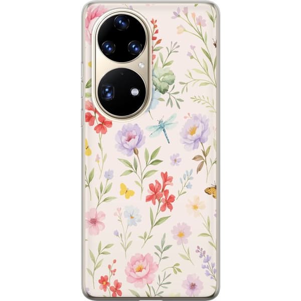 Huawei P50 Pro Gennemsigtig cover Blomster