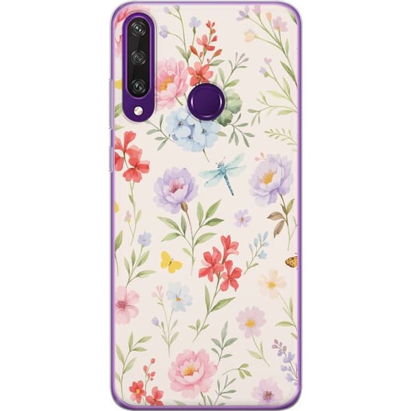 Huawei Y6p Läpinäkyvä kuori Kukat