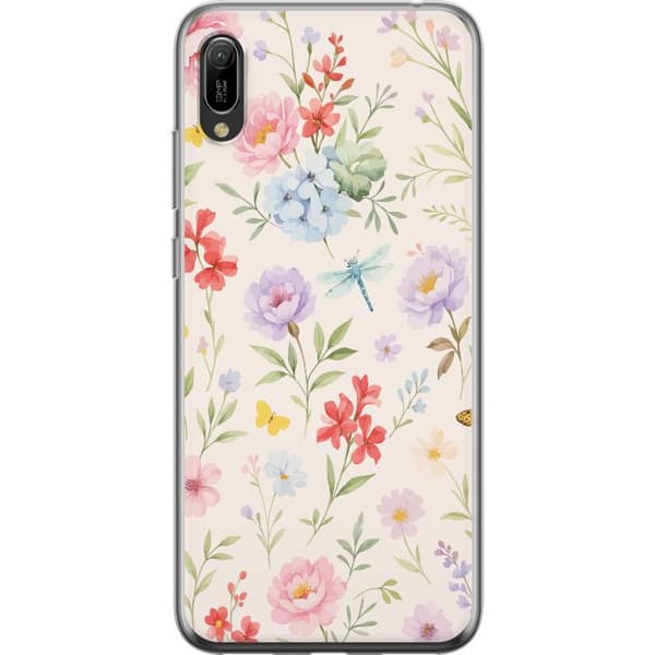 Huawei Y6 Pro (2019) Läpinäkyvä kuori Kukat