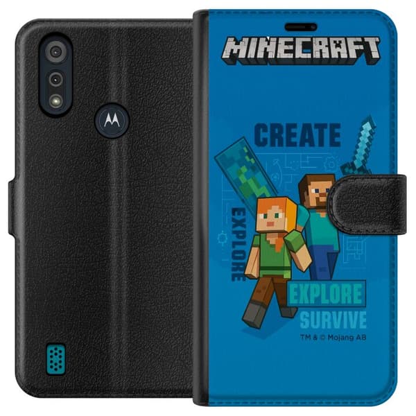 Motorola Moto E6i Tegnebogsetui Minecraft Huler