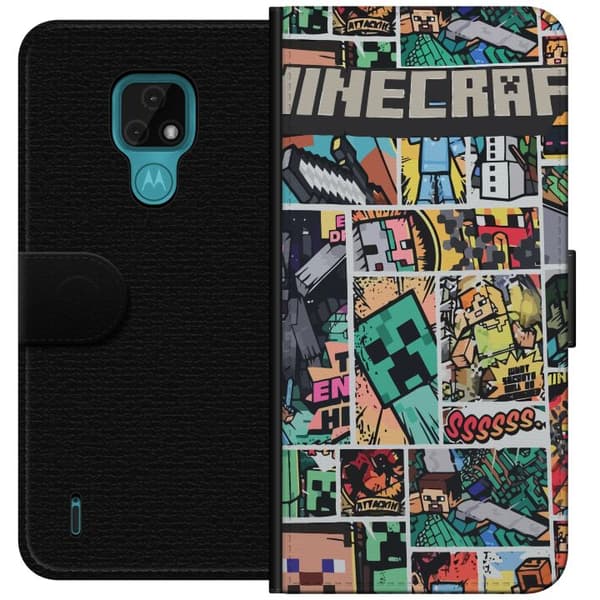 Motorola Moto E7 Lompakkokotelo Minecraft Taide