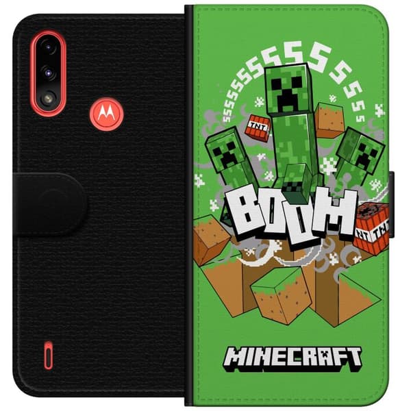 Motorola Moto E7 Power Plånboksfodral Minecraft Boom