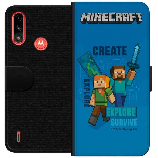 Motorola Moto E7 Power Lompakkokotelo Minecraft Luolastot