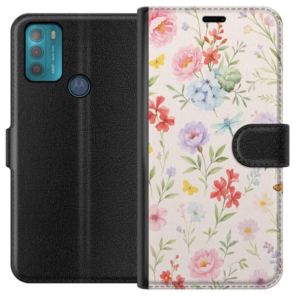 Motorola Moto G50 Lompakkokotelo Kukat