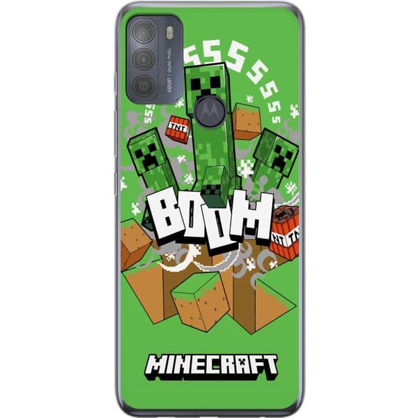 Motorola Moto G50 Genomskinligt Skal Minecraft Boom