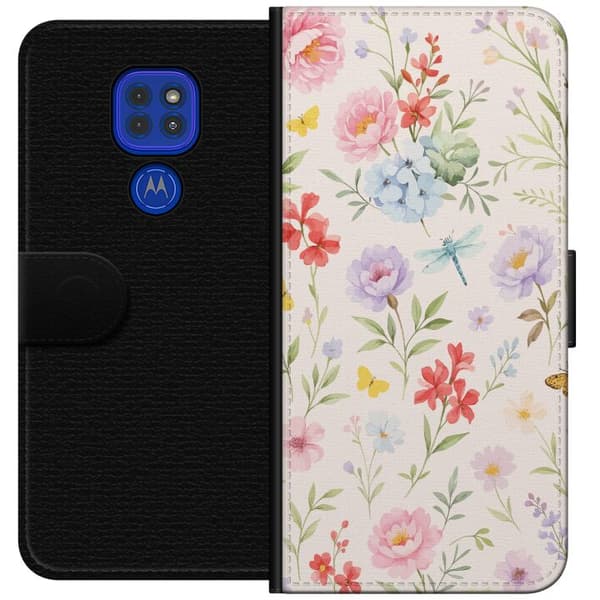Motorola Moto G9 Play Tegnebogsetui Blomster