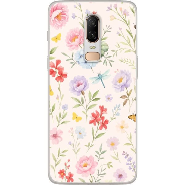 OnePlus 6 Läpinäkyvä kuori Kukat