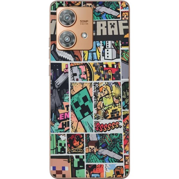 Motorola Edge 40 Neo Gennemsigtig cover Minecraft Kunst