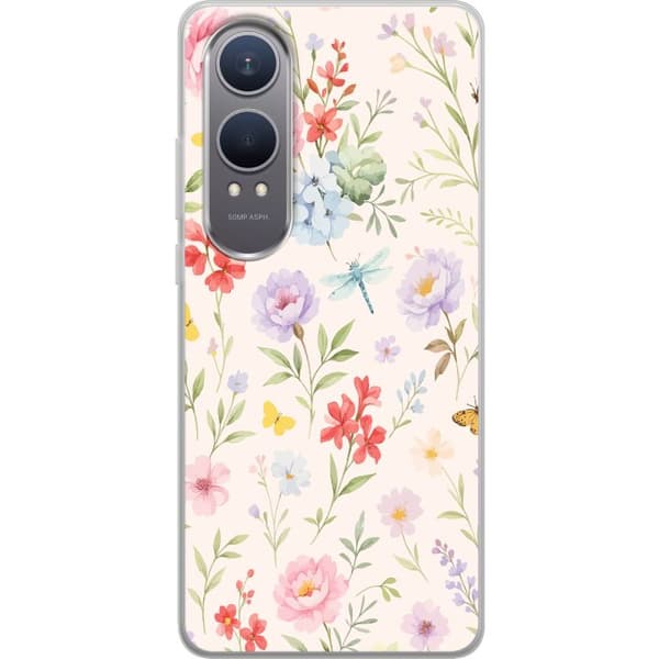 OnePlus Nord CE4 Lite Genomskinligt Skal Blommor