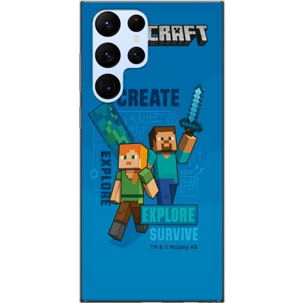 Samsung Galaxy S22 Ultra 5G Läpinäkyvä kuori Minecraft Luolastot