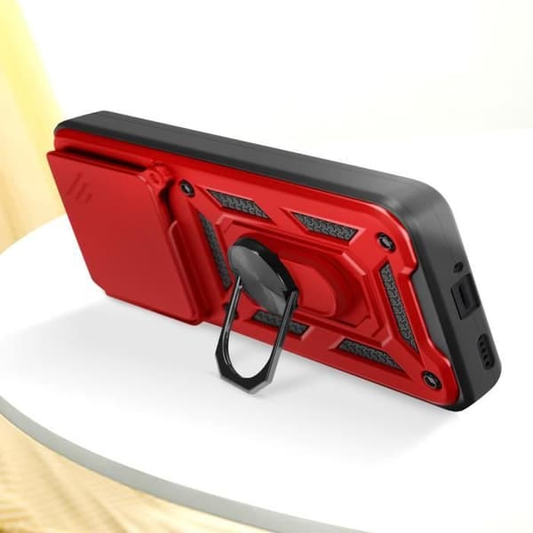 Coque för Xiaomi 14T Pro Ring Stöd Kamera Skydd Glidande Mayaxess Röd