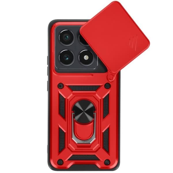 Coque för Xiaomi 14T Pro Ring Stöd Kamera Skydd Glidande Mayaxess Röd