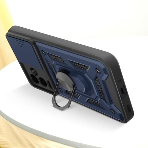 Coque för Samsung Galaxy A16 Ring Stöd Kamera Täckande Glidande Mayaxess Blå Natt