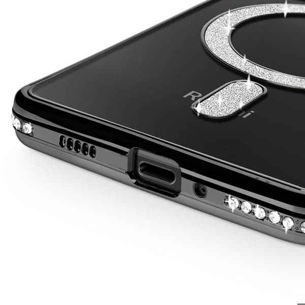 Coque Diamant för Xiaomi Redmi 14C MagSafe Kontur Strass Svart