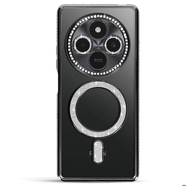 Coque Diamant för Xiaomi Redmi 14C MagSafe Kontur Strass Svart