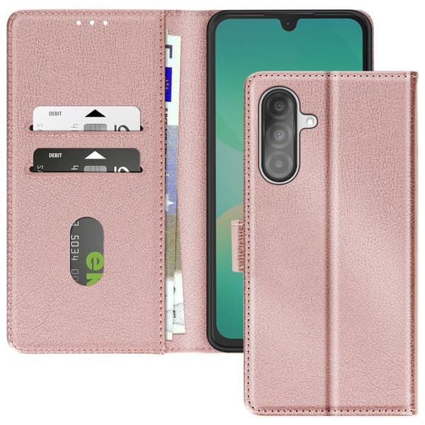Fodral för Samsung Galaxy A26 Klapp Plånbok och Videostöd Rosé Champagne