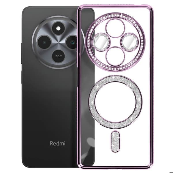 Coque Diamant för Xiaomi Redmi 14C MagSafe Kontur Strass Lila