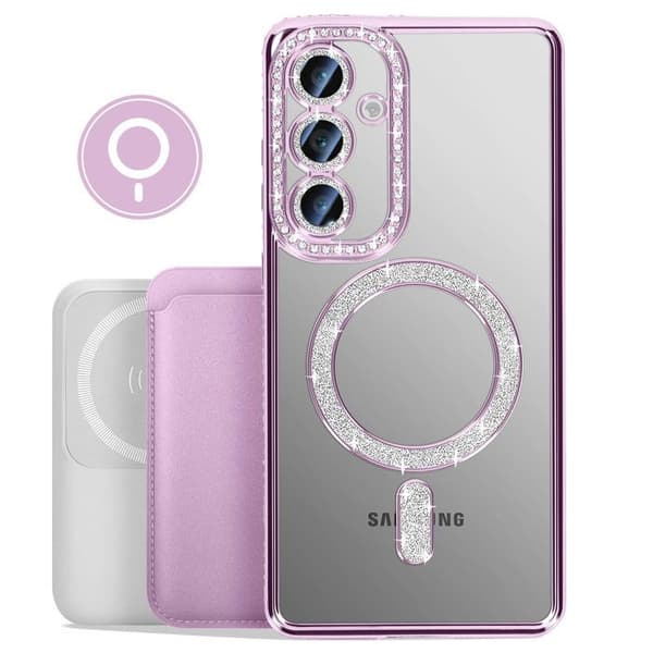 Coque Diamant för Samsung Galaxy S25 MagSafe Contour Strass Lila