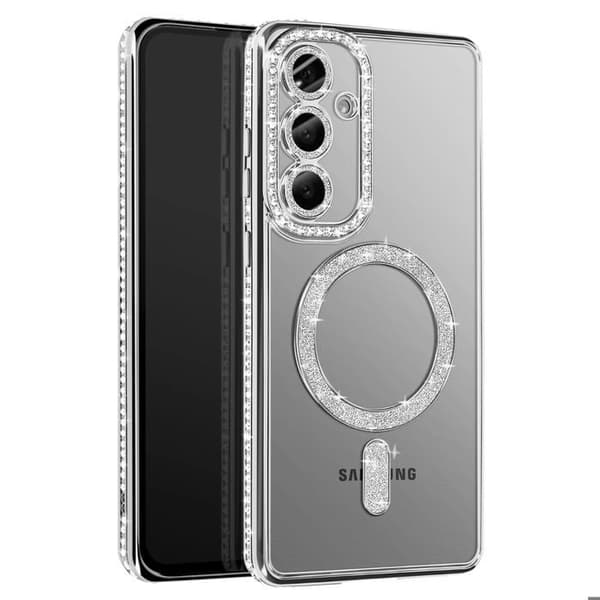 "Diamant skal för Samsung Galaxy S25 MagSafe Kontur Strass Silver"