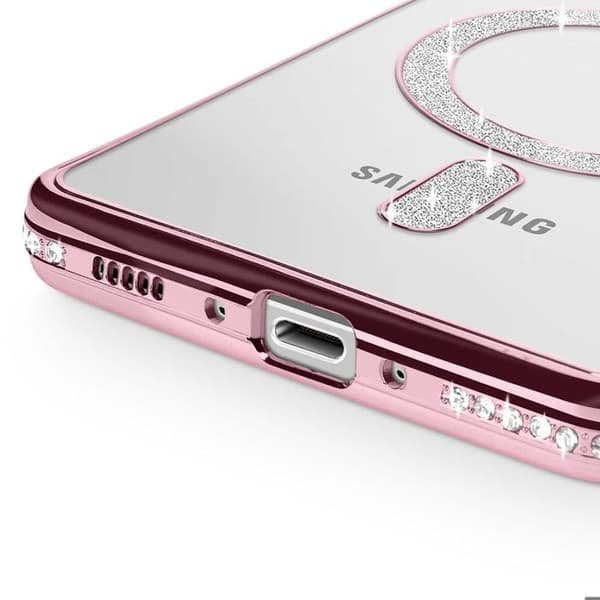 Coque Diamant för Samsung Galaxy A56 MagSafe Kontur Strass Rosa