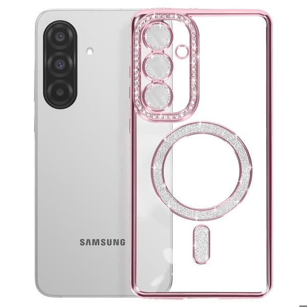 Coque Diamant för Samsung Galaxy A56 MagSafe Kontur Strass Rosa