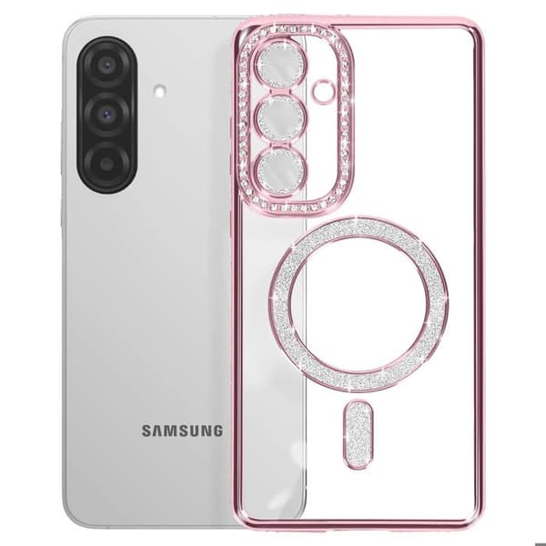 Coque Diamant för Samsung Galaxy A56 MagSafe Kontur Strass Rosa