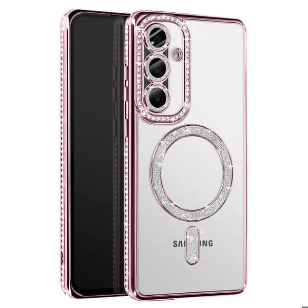 Coque Diamant för Samsung Galaxy A56 MagSafe Kontur Strass Rosa