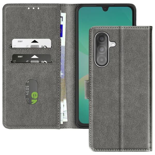 Fodral för Samsung Galaxy A26 Flip Plånbok och Videoställ Grå