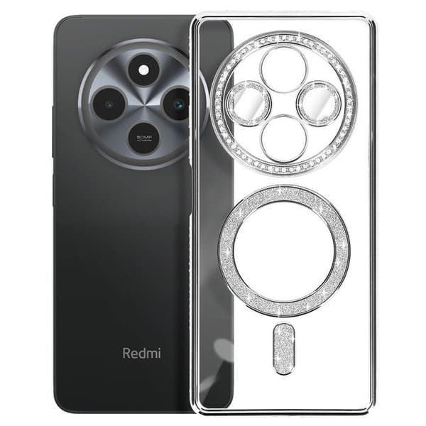 Coque Diamant för Xiaomi Redmi 14C MagSafe Kontur Strass Silver
