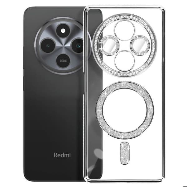Coque Diamant för Xiaomi Redmi 14C MagSafe Kontur Strass Silver