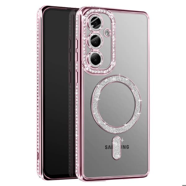 Coque Diamant för Samsung Galaxy S25 Plus MagSafe Contour Strass Rose