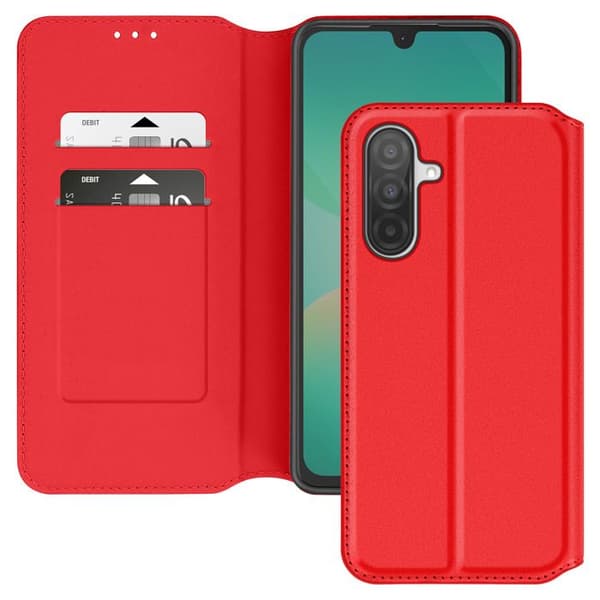 Fodral för Samsung Galaxy A26 med Kortfack och Videoställ i Röd