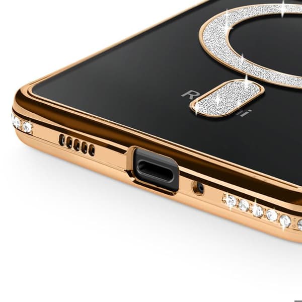 Coque Diamant för Xiaomi Redmi 14C MagSafe Kontur Strass Guld