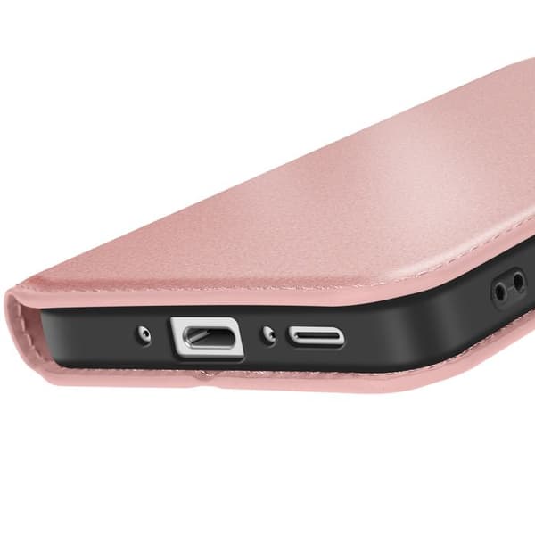 Etui för Samsung Galaxy A26 med klapp, kortfack och videostöd i rosa