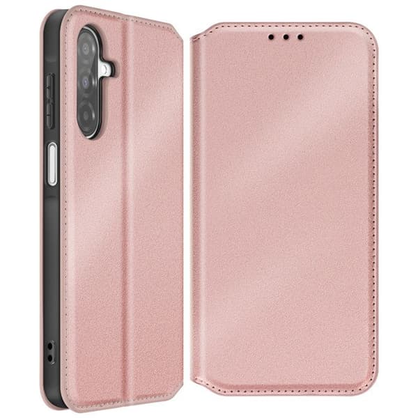 Etui för Samsung Galaxy A26 med klapp, kortfack och videostöd i rosa