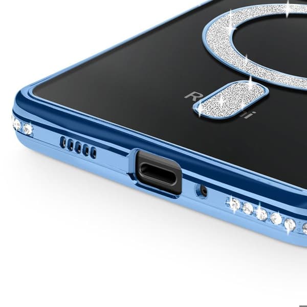 Coque Diamant för Xiaomi Redmi 14C MagSafe Kontur Strass Blå