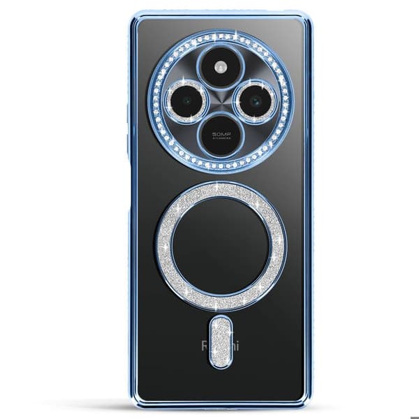 Coque Diamant för Xiaomi Redmi 14C MagSafe Kontur Strass Blå