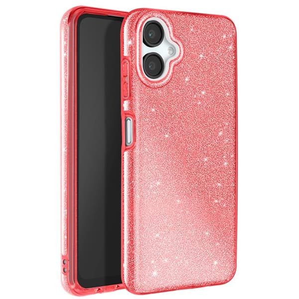 Glittrande skyddsfodral för Samsung Galaxy A06, stöttåligt, röd