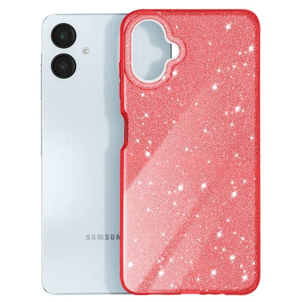 Glittrande skyddsfodral för Samsung Galaxy A06, stöttåligt, röd