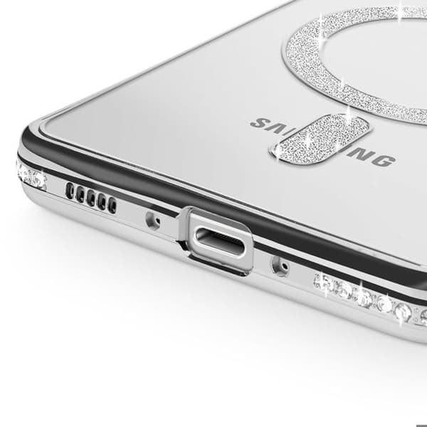 Coque Diamant för Samsung Galaxy A56 MagSafe Kontur Strass Silver