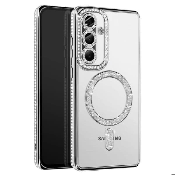 Coque Diamant för Samsung Galaxy A56 MagSafe Kontur Strass Silver