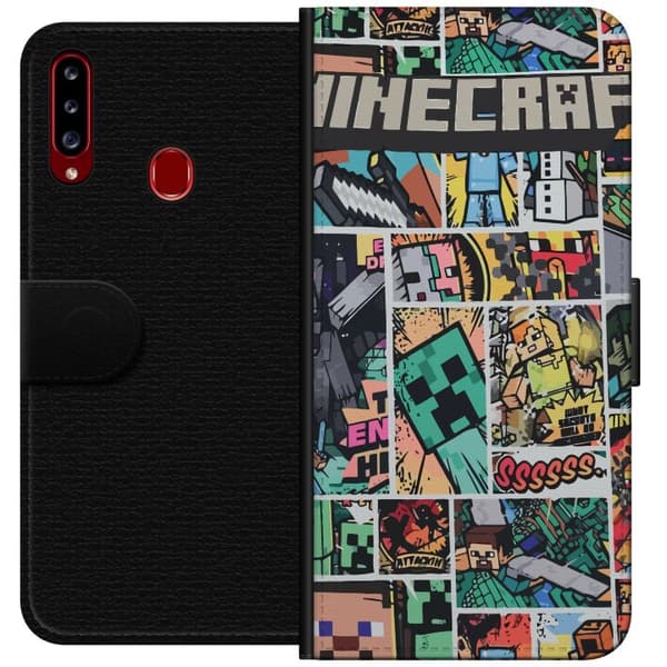 Samsung Galaxy A20s Tegnebogsetui Minecraft Kunst