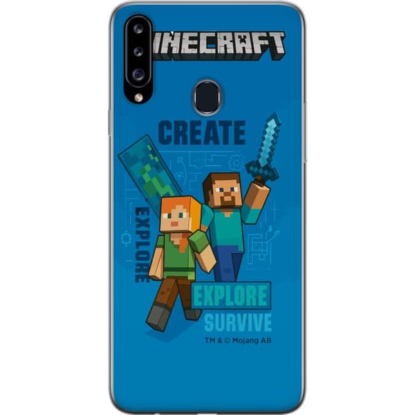 Samsung Galaxy A20s Gjennomsiktig deksel Minecraft Grotter