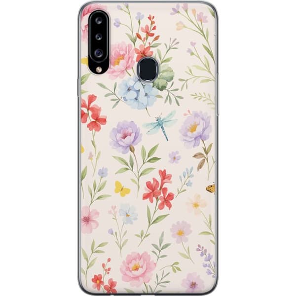 Samsung Galaxy A20s Gennemsigtig cover Blomster