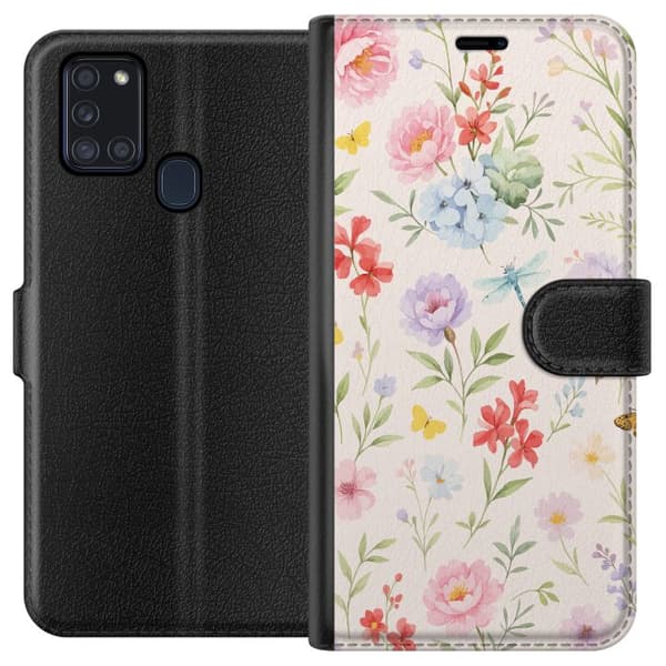 Samsung Galaxy A21s Tegnebogsetui Blomster