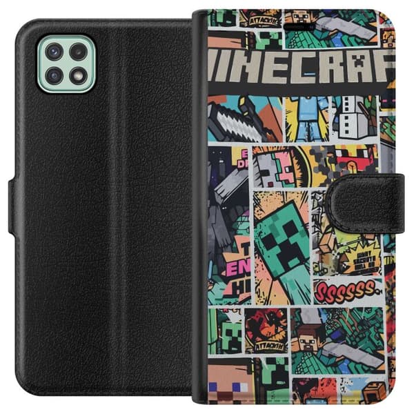 Samsung Galaxy A22 5G Lommeboketui Minecraft Kunsthåndverk