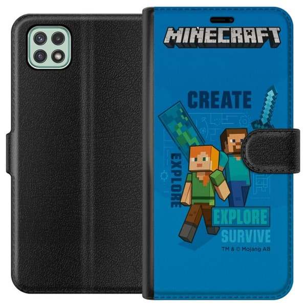 Samsung Galaxy A22 5G Lommeboketui Minecraft Grotter