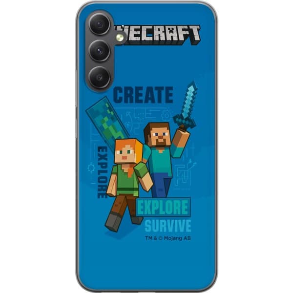 Samsung Galaxy A25 Läpinäkyvä kuori Minecraft Luolastot