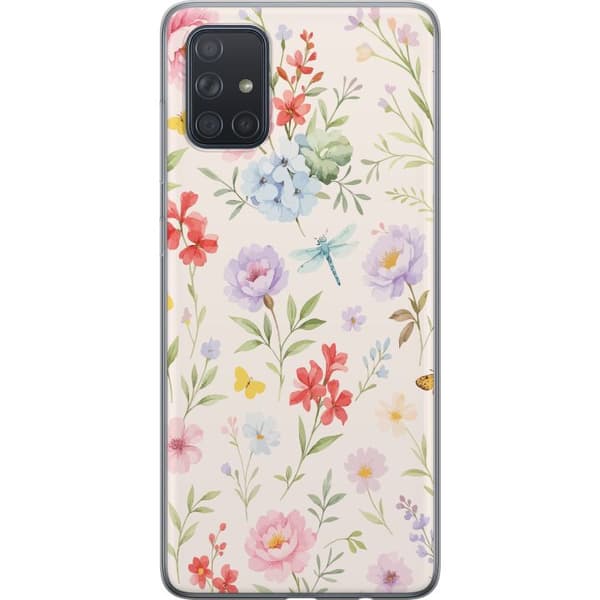 Samsung Galaxy A71 Läpinäkyvä kuori Kukat